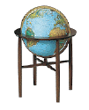 lighted world globe on wood floor stand
